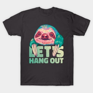 Sloth Lets Hang Out Cute Watercolor Animal T-Shirt